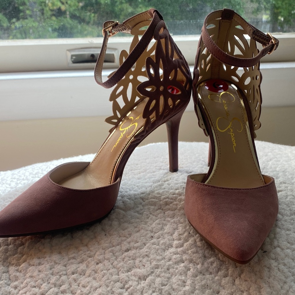 Jessica Brown Floral Cutout Heels